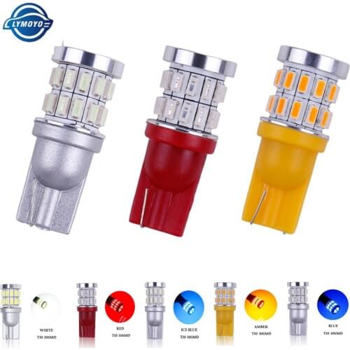 LYMOYO 2pcs car T10 LED w5w 3014 30SMD Bright White for Turn Side License Plate Interior Map Dome Side Marker clearance Light12v