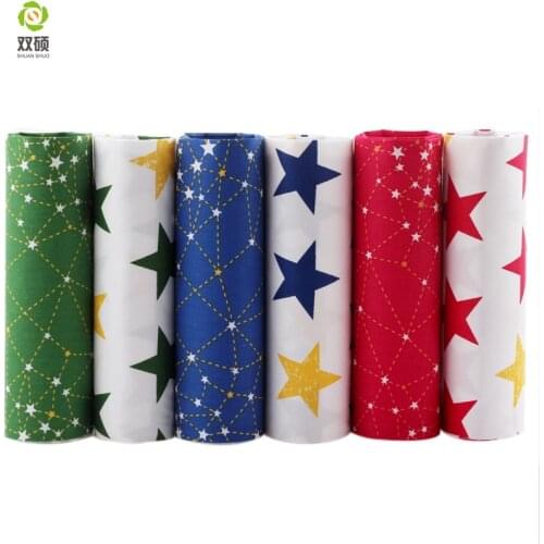 Multicolou Star bundle Patchwork Cotton Fabric Fat Patchwork Sewing Fabrics Doll clothing Tilda Quilt Tissue 6 PCS/LOTS 40*50CM