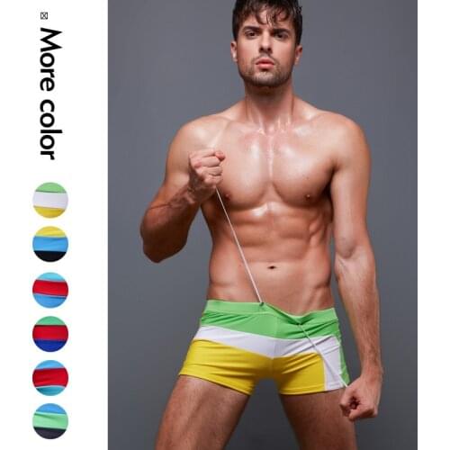 Men Swimwear Sexy Patchwork Boys Swimming Boxers Trunks Comfortable Tight Swimming Man Board Boxers Man Beach Shorts Swimming