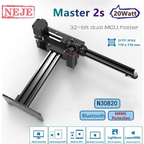 NEJE Master 2s 20W Desktop Laser Wood Engraver Cutter Engraving Cutting Machine Printer CNC Router with Bluetooth-APP Control