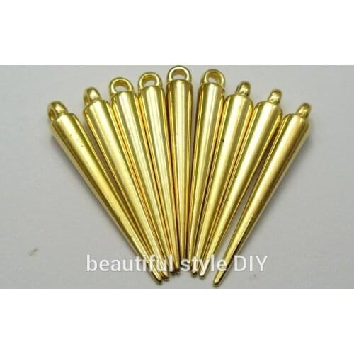 NEW 50mmx5mm Beads gold Acrylic Plastic Spike Rivet Pendant Free Shipping Jewelry Lots Basketball Wives Earrings Spikes Charm