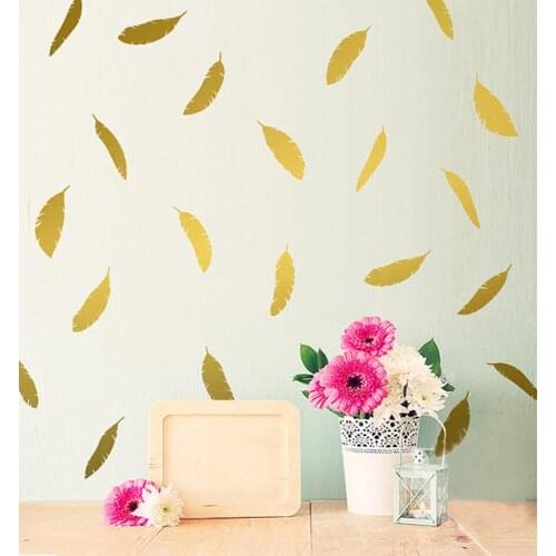 New Gorgeous Feather Wall Stickers for Childrens Room Bedroom Living Room Sofa Backview 3D Art Mural