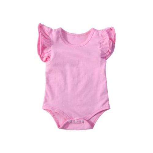 Baby girl clothes Infant Baby Girls Solid Ruffles Sleeve Cotton Romper Short Sleeve Outfits Jumpsuit Clothes