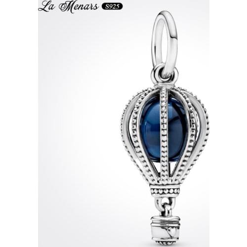 La Menars New Blue Balloon Dangle Fit Original Pandora Charm Bracelet Genuine 925 Sterling Silver For Women Jewelry DIY Making