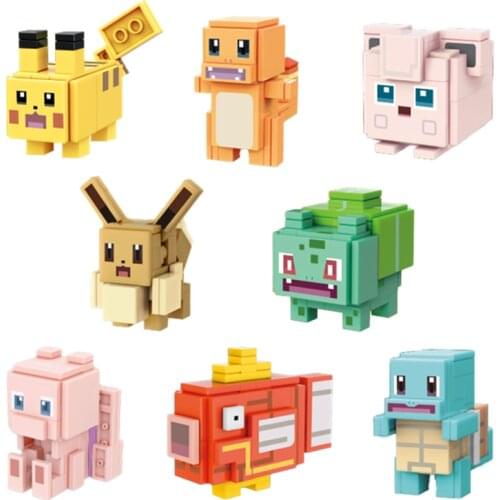 Pokemon Poke Ball Pikachu Charmander Jigglypuff Eevee Mew Carp Bulbasaur Squirtle Building Blocks Figures Kit Bricks Model Toys