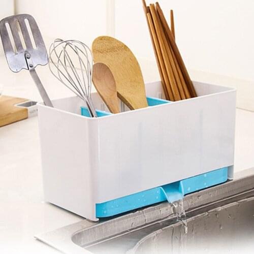 Useful Kitchen Holder Rack Sponge Basket Wash Dry Shelf Cutlery Drainer Sink Tidy Utensils