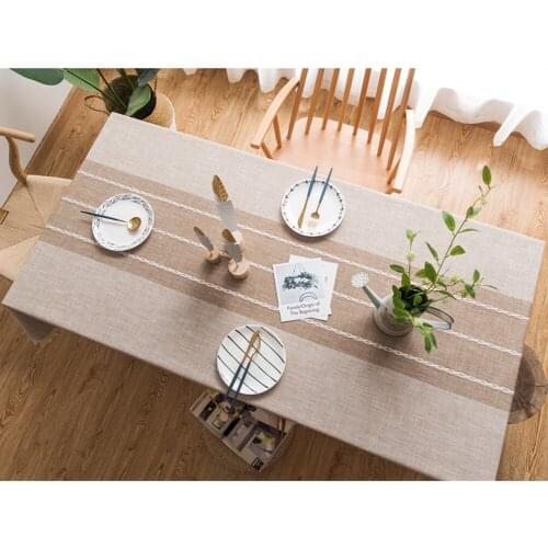 Khaki Rectangle High Quality Cotton and Linen Tablecloth With Tassels Size 54"x 80" Table Cover Lace Tassel
