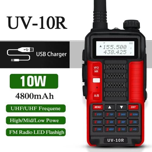 Baofeng Walkie Talkie UV 10R Two-way Radio Station 10W VHF UHF Ham Radio Receiver Upgrade UV-5R UV 82 UV 9R Walkie-talkies
