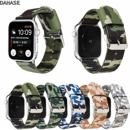 Camouflage Nylon Strap for Apple Watch Band 42 44mm 38 40mm Breathable Canvas Bracelet for iWatch Series 6 5 4 3 2 1 Watchband
