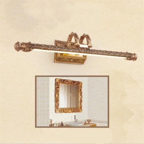 Luxurious European Classical Carved Resin Led Mirror Light for Bathroom Bedroom Cabinet 52/60/65cm Resin Wall Lamp 1998