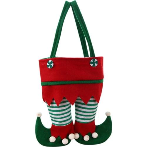 Christmas Decorations Elf Pants Gift Bag Candy Cookie Gift Bag Sack Stocking Filler Xmas Party Decoration Drawstring Bags-B5