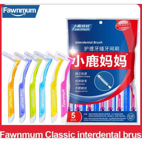 Fawnmum 5Pcs/bag Adult L-shaped Interdental Brush Clean teeth Interdental Brush Each Individually Packaged Toothbrush Tothpick