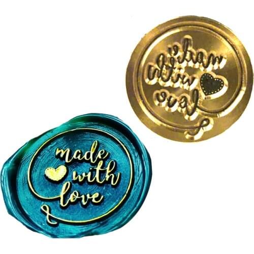 WYSE Heart Sellos Made with Love Wax Seal Stamp Envelope Alphabet Stamps for Boy Girl Wedding Invitation Copper Head Wood Handle