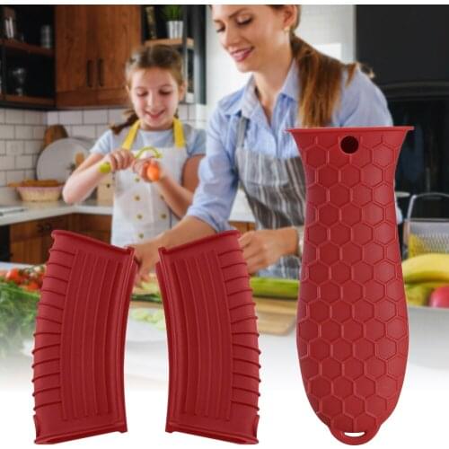 3pcs/set Silicone Heat Insulation Mitt Glove Casserole Ear Pan Pot Holder Oven Grip Anti-hot Pot Clip Kitchen Cooking Gadget