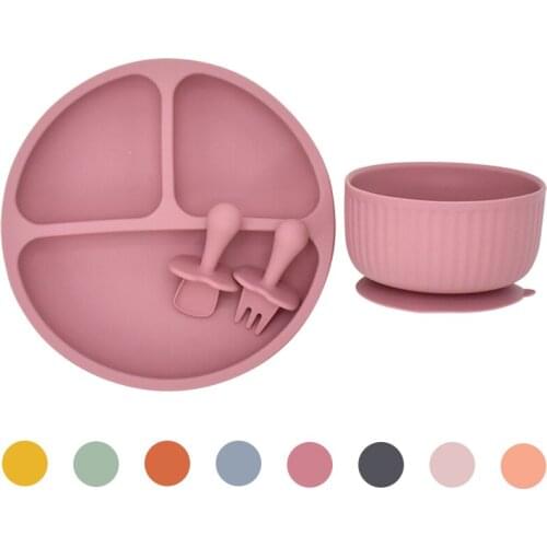 Silicone Baby Feeding Set Waterproof Non-Slip Learning Dishes Suction Feedings Silicone Bowl Tableware Baby Products Baby Plate