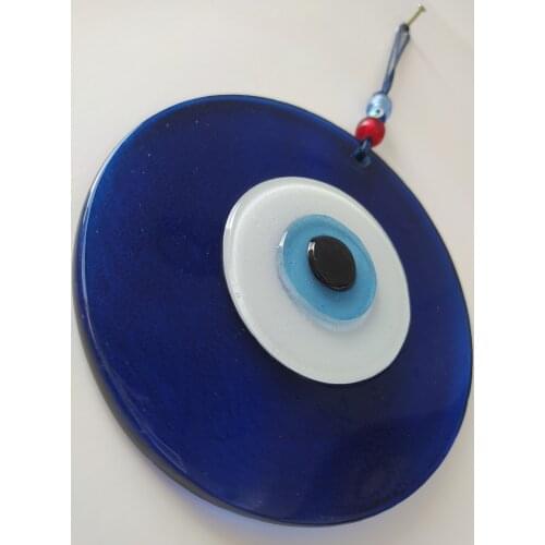 Blue Evil Eye 12cm Glass Bead Middle in Blue Turkish Handmade Big Amulet for Wall Hanging Ojo Turco Talisman Boho Home Decor
