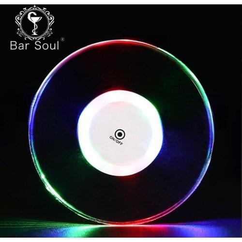 Bar Soul Cocktail Coaster Luminous Cup Mats Colorful LED Light Cocktail Decoration Gravity Induction Creative Bar Tools