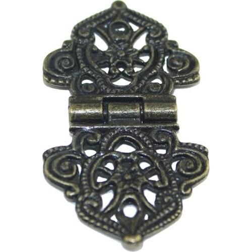 2pcs 24*54mm Vintage Alloy Hollow Flower Metal Hinges DIY Box Use, Antique Furniture wooden Wine Box Door back Cabinet Hinges