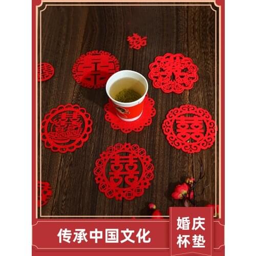 Supplies felt tea cup pad creative home insulation pad anti scalding pad anti slip pad round festive red hi paste