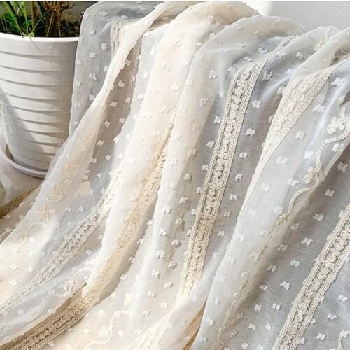 Soft Jacquard Fabric Stripe Embroidered Lace Fabric Chiffon Tulle Fabric Plain Woven Mesh Uphostery Fabric by meter,White,Beige