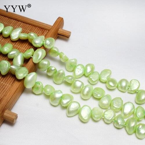 YYW High Quality 8-9mm Cultured Potato Freshwater Pearl Beads green Color 15 Inch Strand Beads DIY Bracelets Jewelry Making