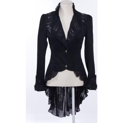Coat Women Cosplay Costume Tops Ladies Irrgular Coat Women Vintage Gothic Jacket Long Sleeves Button