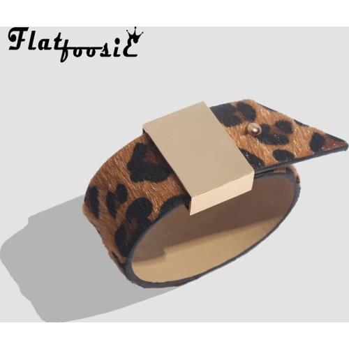 Flatfoosie CHARM BRACELETS Bracelets Bangles For Women Statement Fashion Adjustable Leopard Print Punk Vintage Bracelet Jewelry