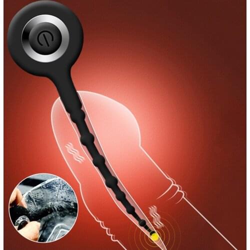 10 Frequency Urethral Vibrator Dilator Penis Plug Male Masturbation Silicone Urethral Catheter Horse-eye Stick Sex Toys For Men