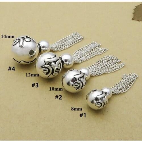 100% 925 Silver Tibetan OM Beaded Tassel Charm DIY Bracelet Charm Buddhist OM Beaded Necklace Charm Jewelry Small Pendant