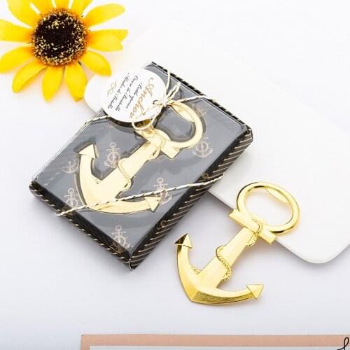 2019 The New Golden Navigation Anchor Opener Boat Anchor Beer Opener Wedding Shower Favors Present Gift 100 pcs