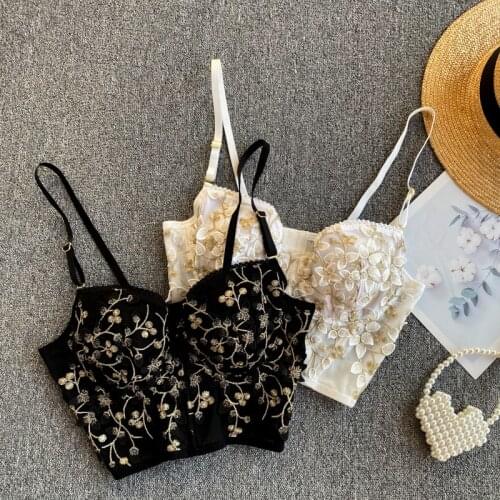 2021 Dancing Halter Vest Womens Wear Ins Embroidery Underwear Fashion Wear Sexy Sleeveless Bustier Crop Tops Clothing