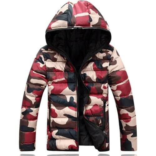 2021 Brand Mens Clothing Winter Jacket Male Camouflage Casual Hooded Warm Coat Both Sides To Wear Parkas