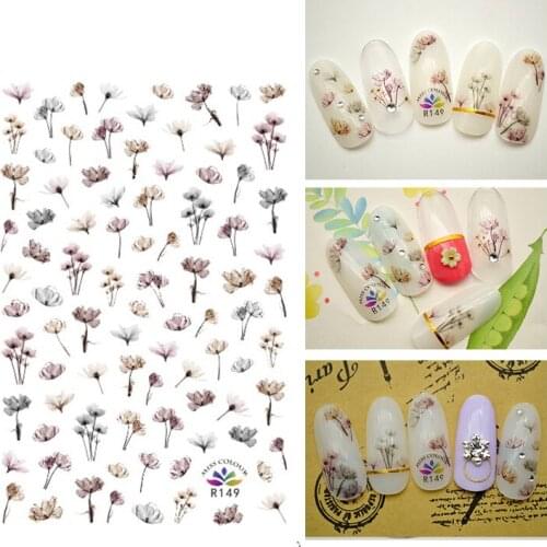 3D Stickers for Nails Beautiful Lily Flower Lotus Nail Foil Stickers Small Adhesive Stickers for Manicure Nail Art Decoration