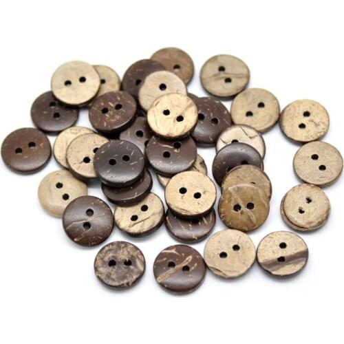 50Pcs 15mm Brown Coconut Shell 2 Holes Sewing Buttons Scrapbooking , Scrapbooking Crafts , 7NK246