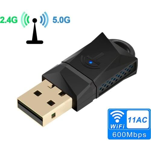 AC600Mbps USB Wi-Fi Dongle Adapter, Dual Band USB Wireless LAN LAN Card Adapter for Desktop PC Laptop Notebooks 802.11a / G / N