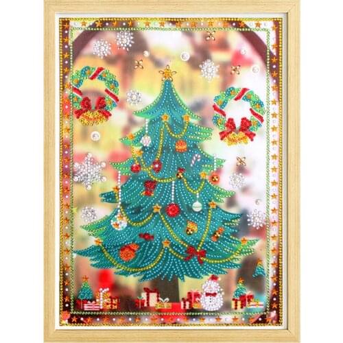 Handmade Santa Claus Diamond Painting Round Snowman Mosaic Handmade Cross Stitch Children Decoration Mosaic Painted Wallpaper