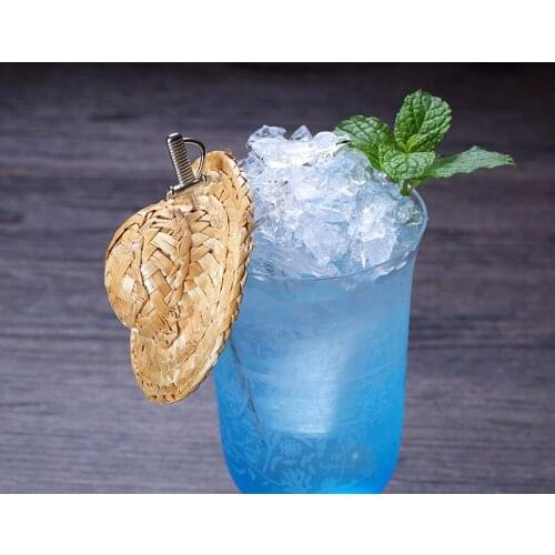 Free Shipping 12PCS Mini Decorative Small Straw Hat For Cocktail Drink Cocktail Picks Pack of 12