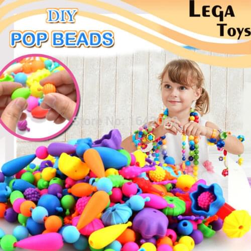 Pop-Arty Beads Snap-Together for Kid Jewelry Fashion Kit DIY Necklace and Bracelet Crafts Birthday Christmas Toy Gifts