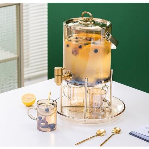 Nordic Geometric Water Kettle Glass Cup Creative Cold Water Jug With Wood Lid Juice Water and Coffee Tea Pot Home Drinkware Gift