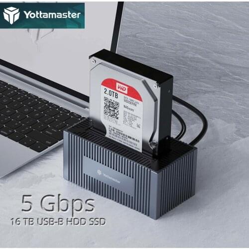 Yottamaster Hard Drive Docking Station[16TB Support], USB3.0 5Gbps SATA HDD Dock for 2,5"/3,5" SSD/HDDs, with 12V2A Power Supply