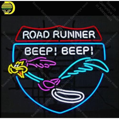 Road Runner Real Glass Beep Neon Sign Handcraft Publicidad anuncio luminoso Light Advertisement Neon Signs For Home handmade