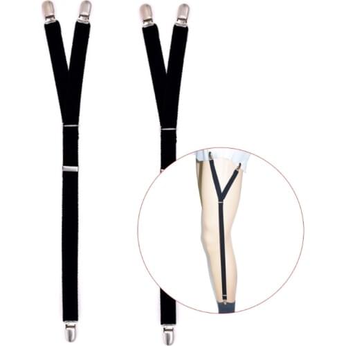 Elastic Leg Suspender 2Pcs/Set Y Style Strap Shirt Stays Non-slip Locking Clamps