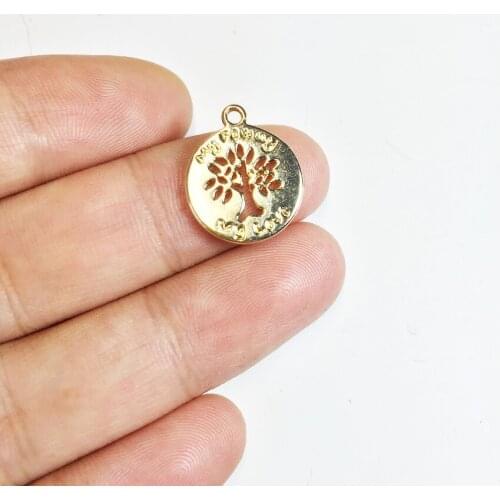 Eruifa 20pcs 12mm Double side Shiny Family Love Tree Zinc alloy Jewelry DIY Charms Pendant 2 Colors