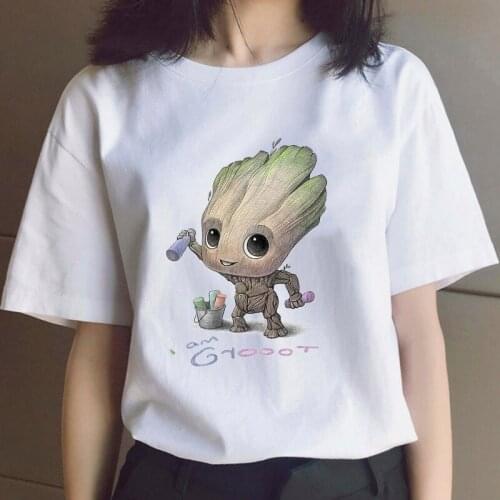 Groot T-shirt Kawaii Print Summer T Shirt Women New Fashion Cartoons Streetwear Guardians of The Galaxy Femme Unisex Couple Tops