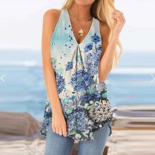 Graphic Tee Vintage Floral Print T Shirt Sleeveless Tops 2021 Summer Ladies Fashion Clothing T Shirts for Women Mujer Camisetas