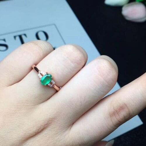 Emerald ring Free shipping Natural real emerald 925 sterling silver Fine jewelry