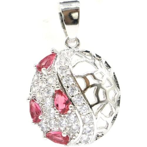 29x19mm Lovey Cute Created Rich Blue Violet Tanzanite Rhodolite Garnet CZ For Sister Daily Wear Silver Pendant Eye Catching