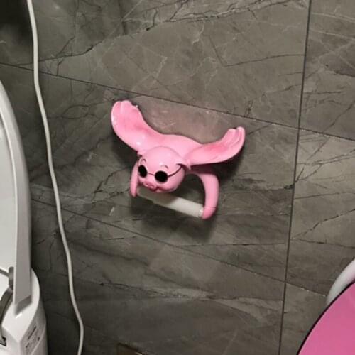 Nordic Creative Piggy Puppy Paper Towel Holder Home Decoration Accessories Kitchen Toilet Wall Free Punch Resin Craft Ornaments