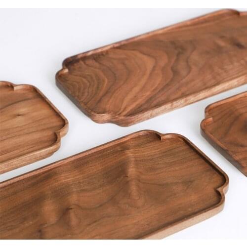 Creative Chinese Tray Black Walnut Rectangular Solid Wood Tea Table Pot Bearing Rural Coffee Lace Tray Set