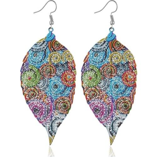 2019 Fashion Jewelry leaf Dangle earrings blue color Cool Big leaf earrings for women Accessorie